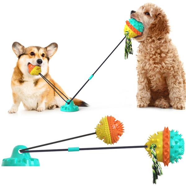 Powerful Double Sucker Dog Toy Molar Dog Supplies Bite Resistant Ball