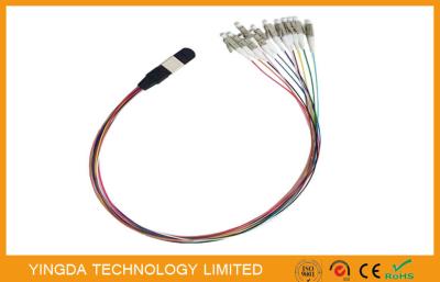 High Density MTP MPO cable  - LC 12 Core Hydra Cable Assemblies Male Connectors With Guide Pins