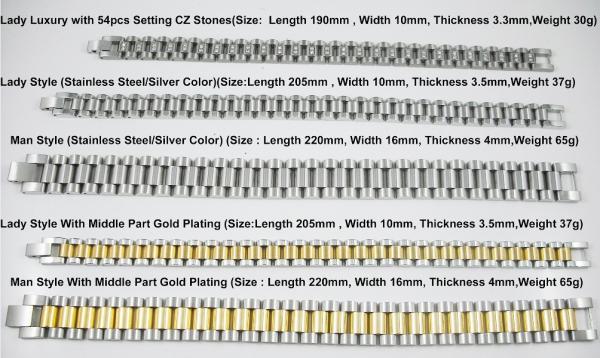 Luxury Design Stainless Steel Raolex Style Watch Band Strap Bracelets Collection