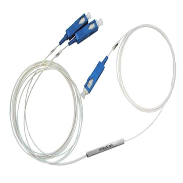 Steel Tube Fiber Optic Splitter With SC UPC Connector 1x2 Type Low Insertion Loss
