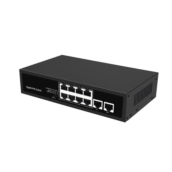 8 Portos Gigabit PoE Network Switch VLAN 250 metros AI PoE 120W Orçamento não gerenciado