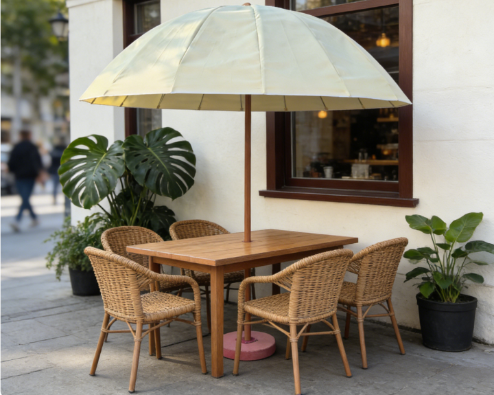 3m Fiberglass Ribs Patio Umbrella, Windproof Round Sun Umbrella with Crank and Tilt