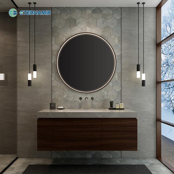 Sala de estar Banho emoldurado Espelho de parede de vidro Espelho oval transparente Decoração 100-240V 50/60HZ