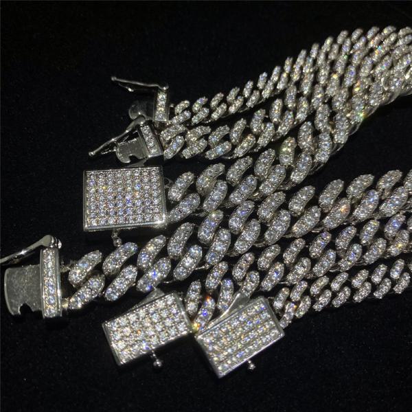 Хмель изготовленных на заказ ювелирных изделий цепного браслета связи Moissanite кубинських стерлинговый серебряный тазобедренный для женщин