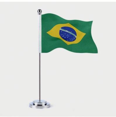 100% Polyester 30cm Satin Desk Flag Set Single Pole Stand CMYK Printing