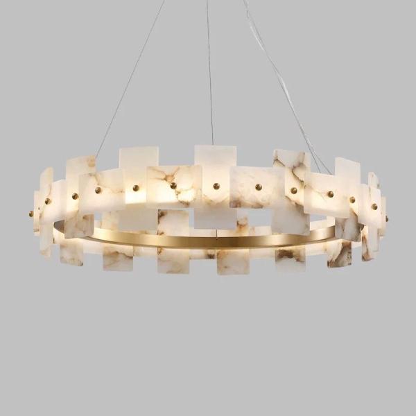 Décoration de la maison Cercle LED Luxe Modern Pendant Light Chandelier Alabaster Produits d'éclairage