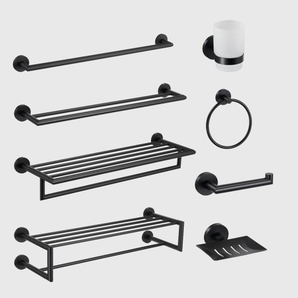 Matte Black 10 Piece Bathroom Hardware Sets Stainless Steel 304 Durable