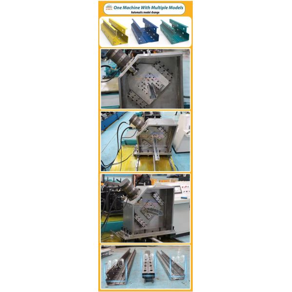 Rack Roll Forming Machine Equipped with Hydraulic Fixed Length Shearing and Material Splicing for Shelf Column Production
