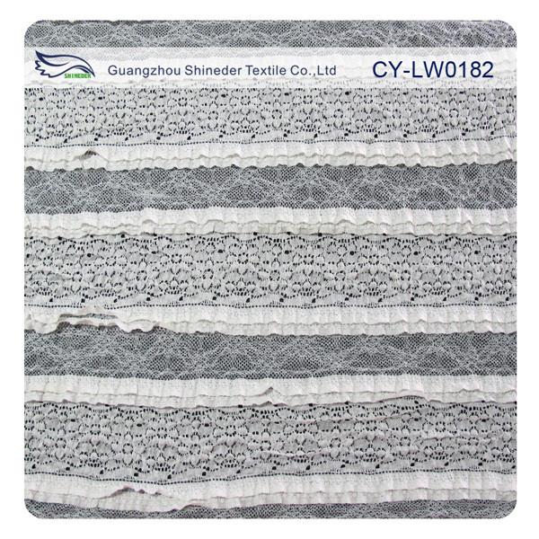 Multilayer Bridal Stretch Lace Trim Fabric Eco Friendly 50’’- 52’’ CY-LW0182