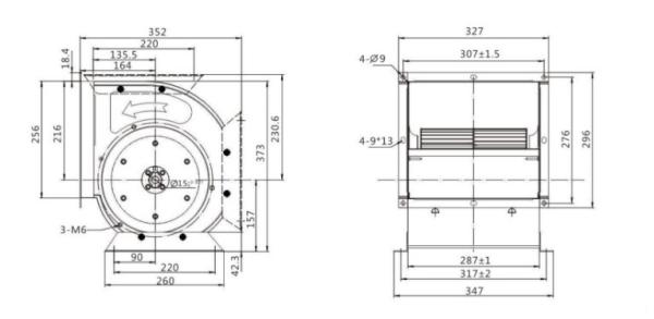 900w Galvanized Air Centrifugal Fan Blower 12 Inch Centrifugal Blower Fan