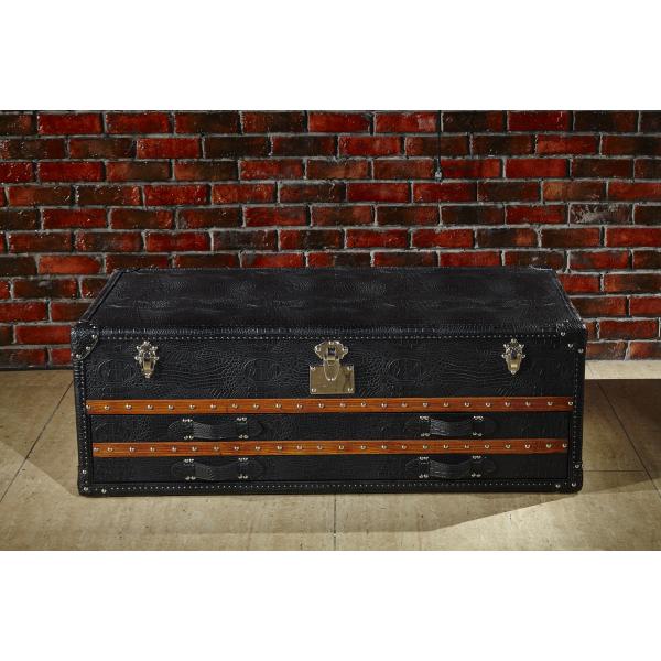 Top Genuine Leather Side Coffee Table Crocodile Grain Solid Wood Bar Decoration