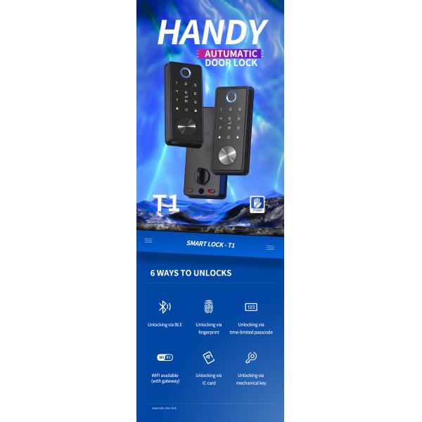 Memory Card Data Storage Options Tuya Wifi Automatic Fingerprint Smart Hotel Door Lock