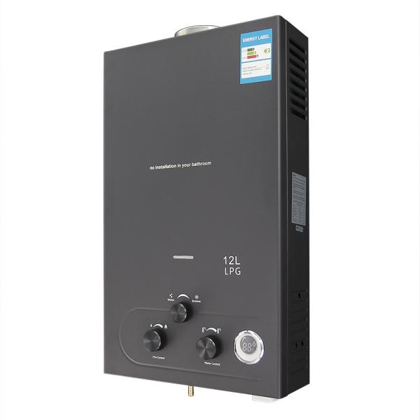 Salle de douche chauffe-eau à gaz 12L 24KW résistance à la corrosion Noir