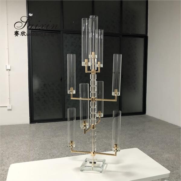 Чёрный 6 рук 9 рук Кристальный канделябр Светочник Высокий квадратный 120 см