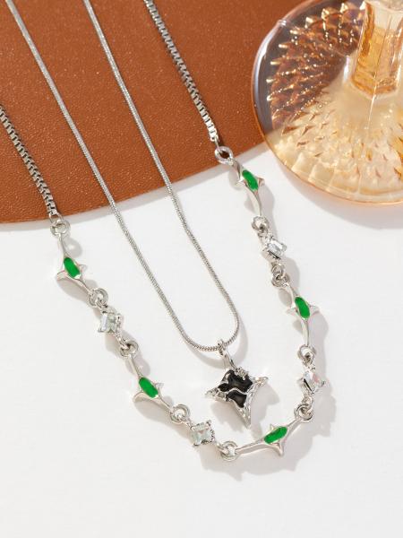 Fashion Double Layer Crystal Necklace For Women Jewelry Gifts