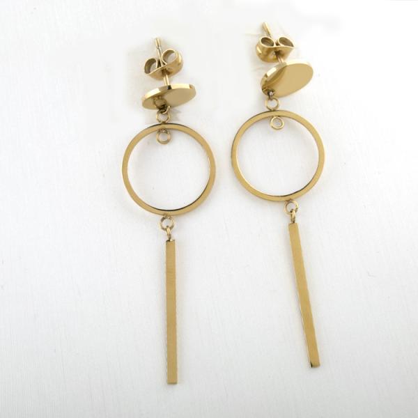 Stainless Steel Jewelry Fashion Personalized Women Long Drop Earrings, 18K Pated Stud Earring