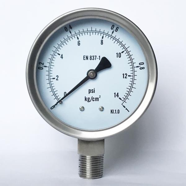 4 1 kg/cm2 Glycerin Fillable Manometer SUS 316 Tube/Socket All Stainless Steel Pressure Gauge