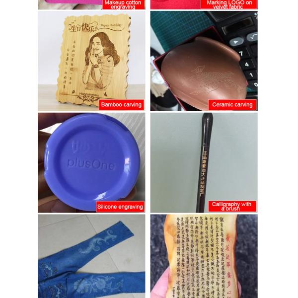 Máquina de grabado con láser de CO2 de refrigeración por aire y agua para tejidos de cuero acrílico QR Code LOGO