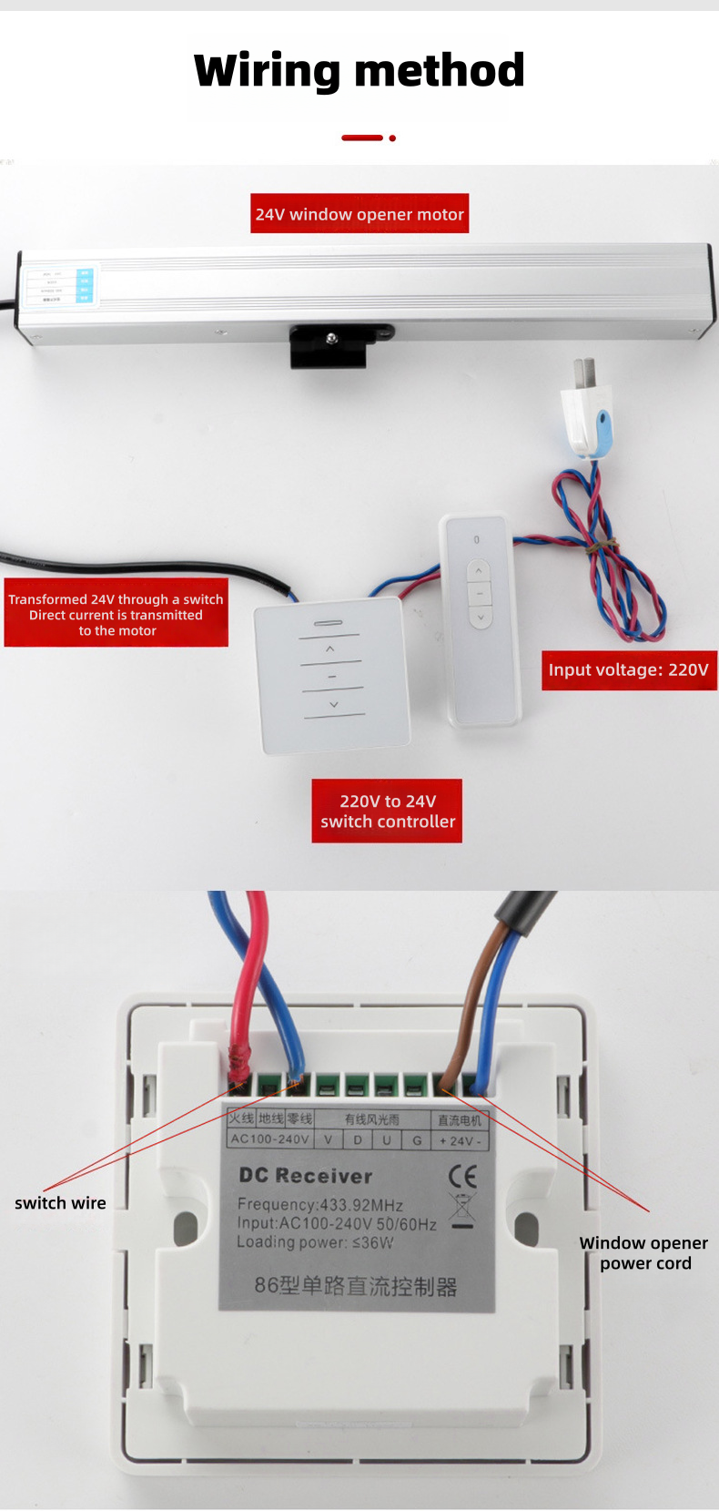 Electric Chain Window Opener With Automatic Remote Control For Opening Closing Windows