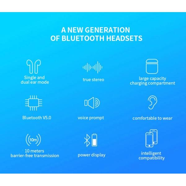 Portable TWS I12 Earbuds Stereo Smart Wireless Cordless Bluetooth Earbuds