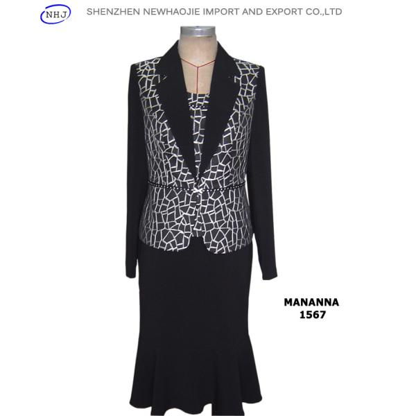 Design black jacket woman 3 pcs skirt suits