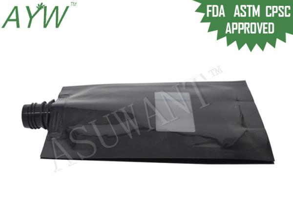 Glossy Black Liquid Spout Bags Clear Window For Soft Drinks / Energy Drinks