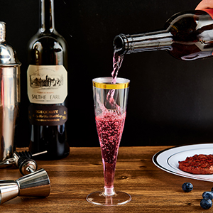 Plastic Champagne Flutes, 4.5 Oz Gold Rim Glasses, Disposable Clear Toasting Glasses Recyclable Cups For Wedding Party