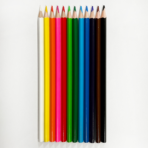 High Quality 7 Inch 12PCS Colored Long Students Painting Wood Triangle Color Pencil