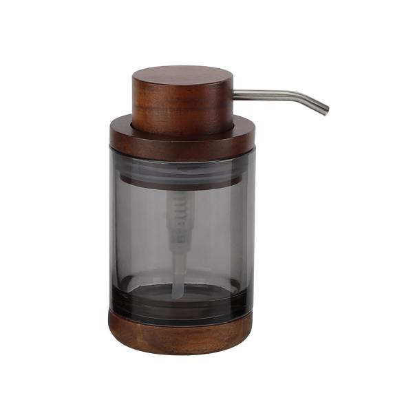 Acacia Wood Glass Bathroom Accessories With Natural Soap Dispenser Pump Head