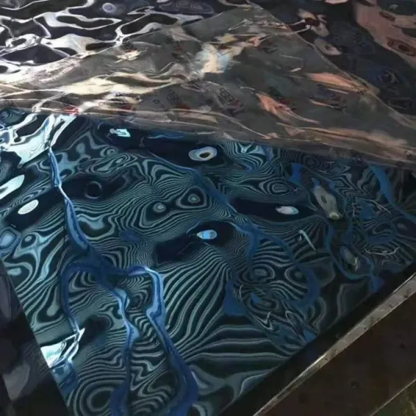 Mirror Gold Color Water Ripple Pattern 304 Grade Stainless Steel Sheet for Decorative Metal Applications