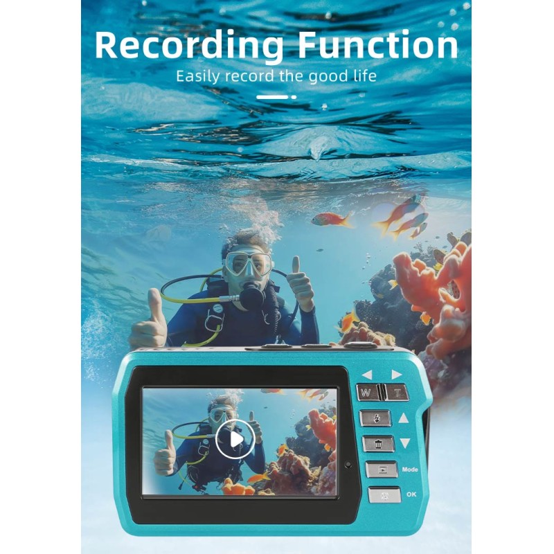 4K Waterproof Digital Camera 56MP Dual Screen 18X Zoom 10FT Underwater Camera for Diving Snorkeling Sports Camera