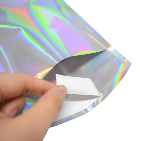 Colorful Laser Self Sealing Aluminum Foil Envelopes Holographic Adhesive Courier Plastic Packaging Bags