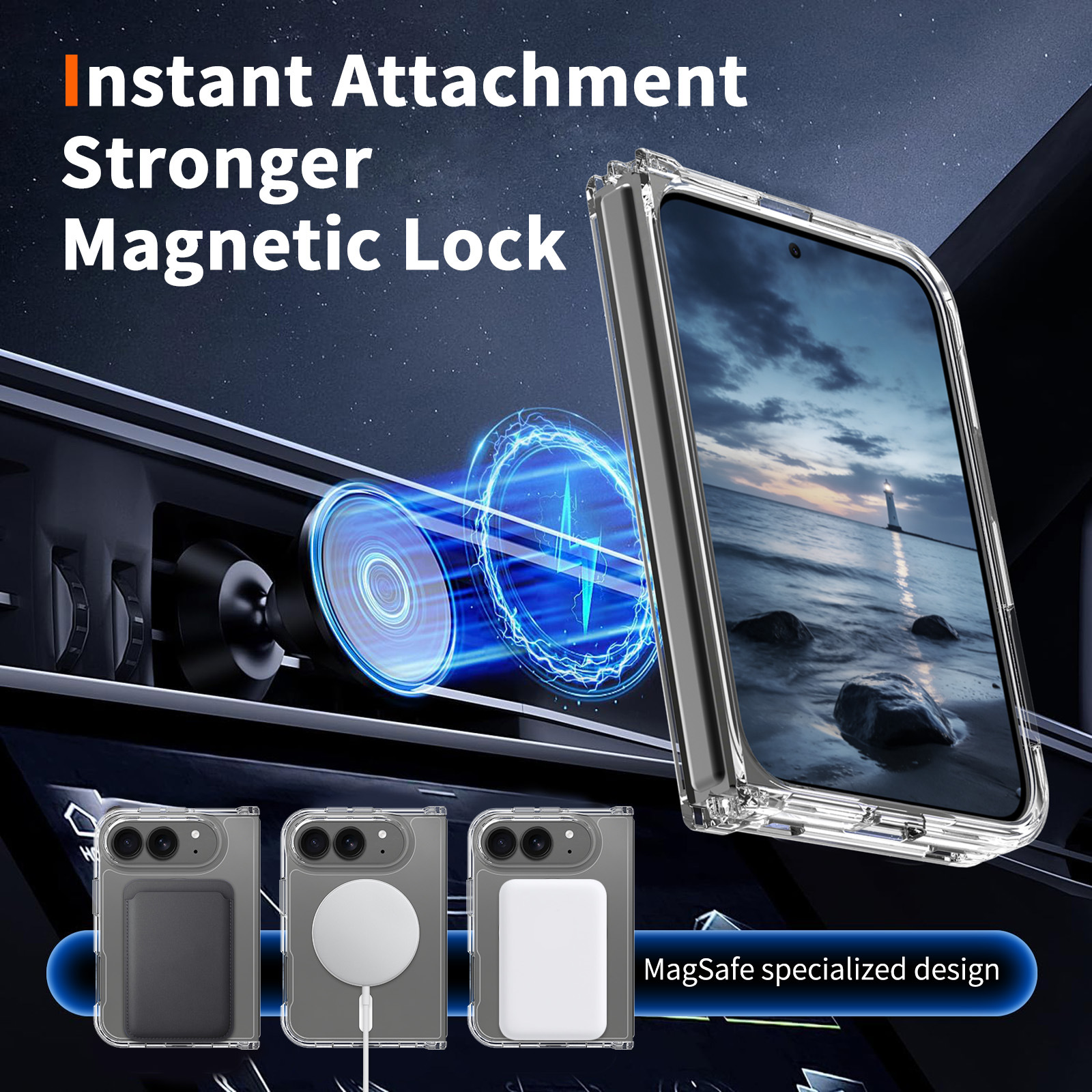 Laudtec Hard Pc Clear Phone Cases Shockproof Mobile Case Strong Magnetic Lightweight Custom Logo Oem for Iphone 18 Fold Sjk1119