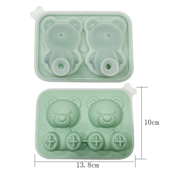MHC Bpa Free Ice Cube Tray With Lid And Bin Large Easy Release 3D Bear Shape Silicone Ice Cube Tray