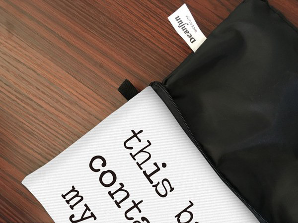 Simple White Polyester Women Makeup Bags with Printed Letter