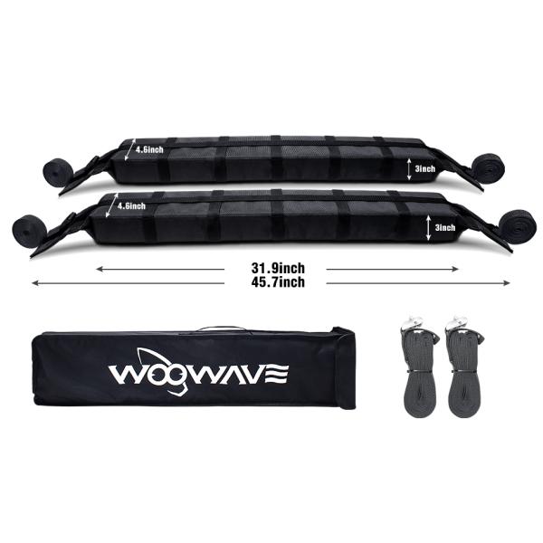 Universal Car Rack for Kayak/Surfboard Black Load Capacity 65kgs Kayak/Surfboard Roof Rack