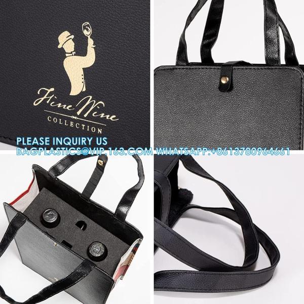 Wine Carrier Tote Bag, 2 Bottles Leather Wine Gift Bag, Reusable Champagne Bottle Bag For Wine Lover Gift Party Picnic
