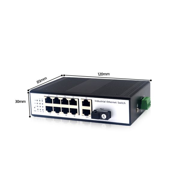 IP40 Industrial Poe Switch 8 Port 2 Uplink RJ45 1 SC Fiber Port
