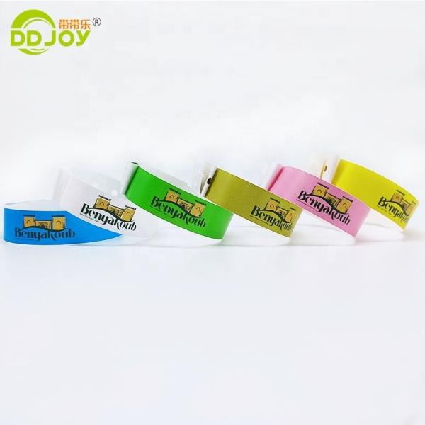 250*25mm/250*19mm Custom One Time Waterproof Plastic Wristband for Park/Events/Festival