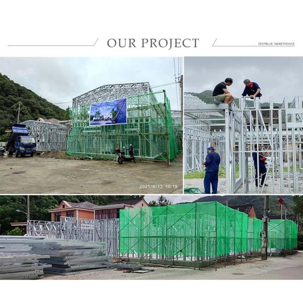 Centro estrutural de aço da aposentadoria da casa pré-fabricada/casa de aço do calibre da luz resistência do tufão
