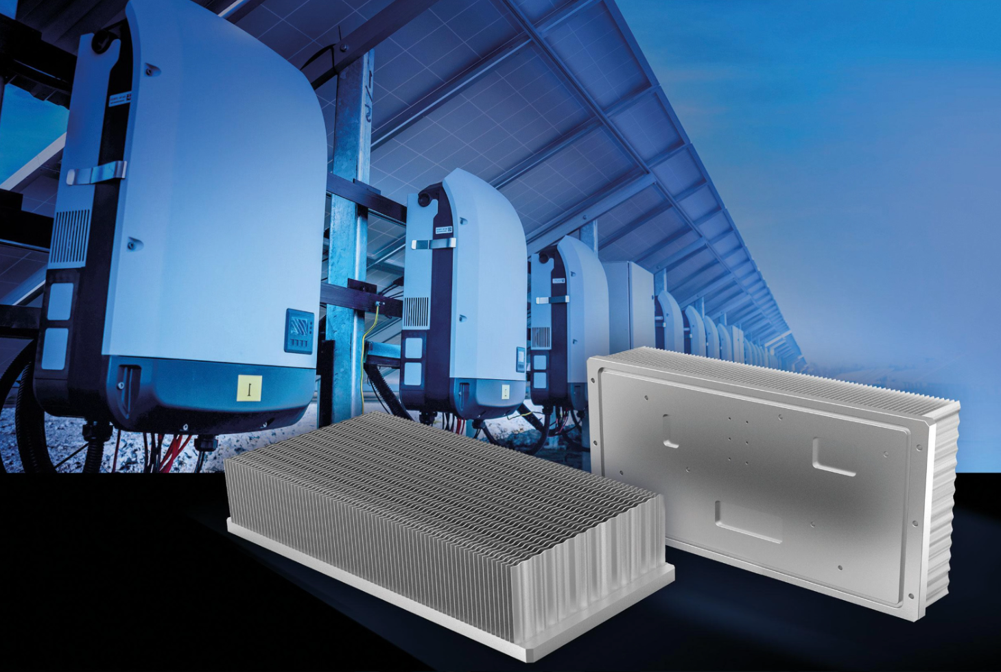 Custom 6063-T5 Extruded Aluminum Solar Inverter Enclosure with Heat Dissipation Fins for Energy Storage and Power Electronics