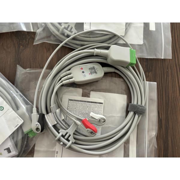 GE Leadwire And Trunk Cable REF: 5831398 ECG 3 LEAD CABLE UNDETACHABLE GRABBER AHA 4.7M 15FT