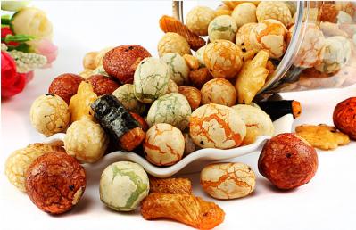 Puffing Wasabi Rice Cracker Mix , Crispy Taste Yummy  Rice Crackers With Nuts 