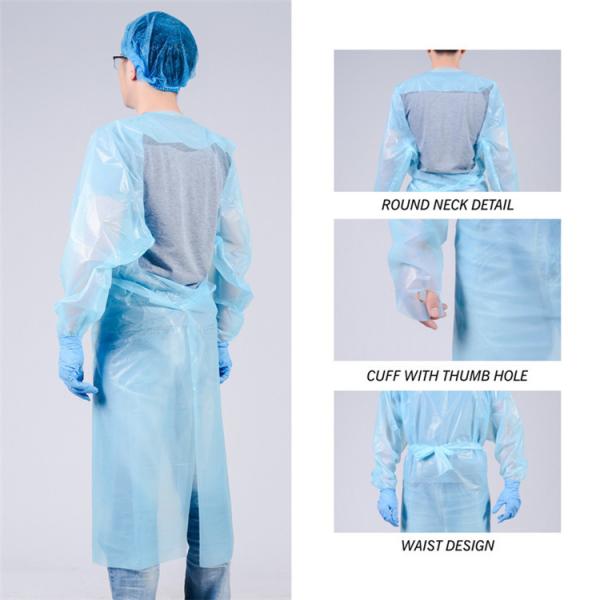 Non Sterile Waterproof CPE Disposable Gown Reinforced Surgical Isolation Gown