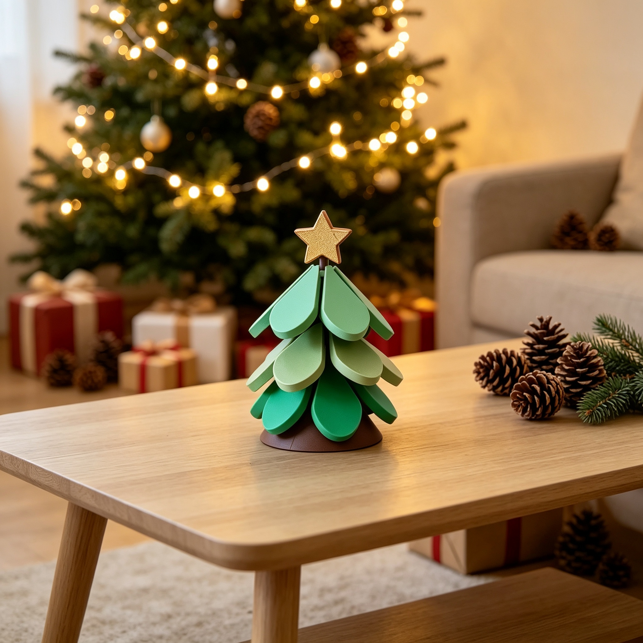 PLA 3D Printed Holiday Decoration Detachable Child Safe Christmas Tree Coaster Mat