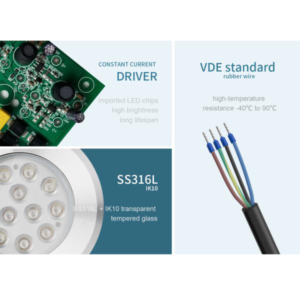 СИД SS316L 18W 1450ma подводное делает центром внимания DMX512 контроль IK10