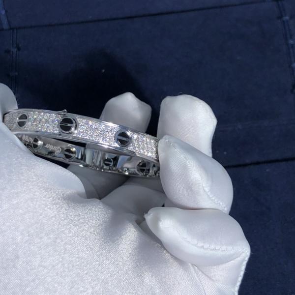 Factory Custom Fine Jewelry 18k White Ogold LOVE Bracelet, Diamond-Paved, Ceramic Bracelet