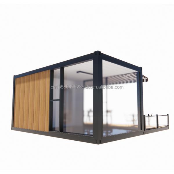 Boutique 20 pieds Restaurant mobile et bar 10 pieds 20 pieds Expédition conteneur en bois cuisine en acier galvanisé pliage 180g cadre en acier