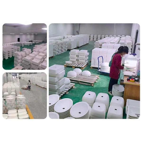 Lavabo de piedra artificial rectangular de borde súper delgado con un solo tazón para baño