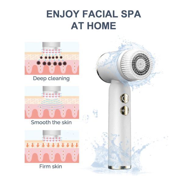 IPX6 Waterproof 360° Rotation Electric Face Brush with Hot & Cold Compress for Advanced Skincare